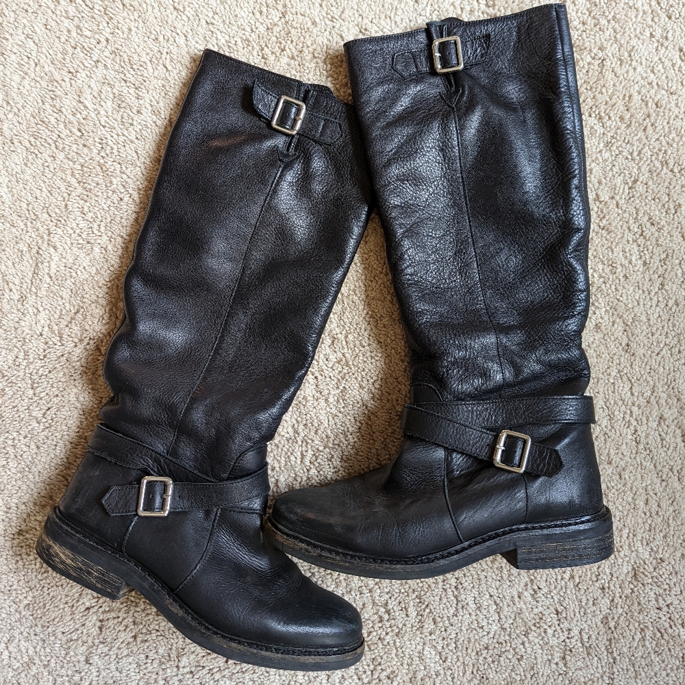 Women's Kurt Gieger Knee High Black Leather Boots